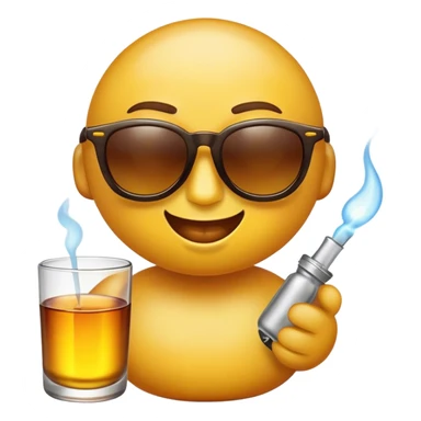 yellow emoji face style, has sunglasses and a glass oil burner in its mouth  sticker