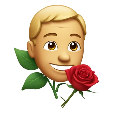 Smirk face with rose in mouth sticker