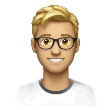 Mann, 26 Jahre, runde Brille mit Goldgestell, Schnurbart, dunkelblond sticker