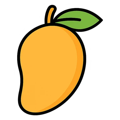 minimalist mango icon, flat style, simple shape sticker