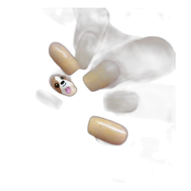 glitter nails with chiwawa sticker