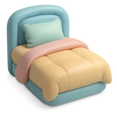soft cushion style illustration of a bed, pastel colors sticker