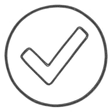 Instagram verification badge emoji, blue circle with white checkmark, simple hand drawn style sticker