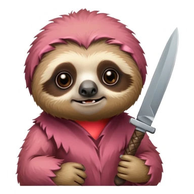 Cute little sloth holding a knife but looking cute but evil sticker