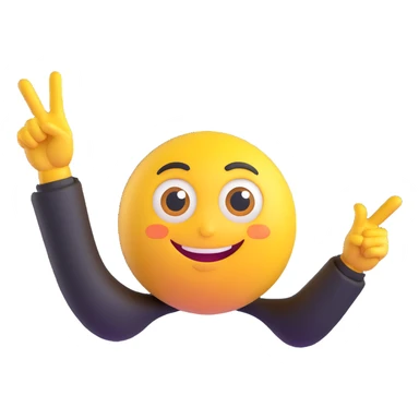A yellow round emoji character with big eyes and a confident smile, clearly pointing both index fingers at itself. Strong “ME!” expression. Bold cartoon style, isolated on white sticker
