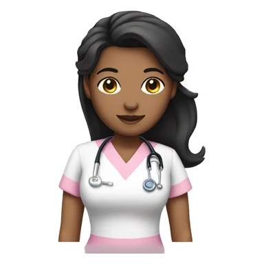 Nurse ,white girl, black hair ,pink scrubs  sticker