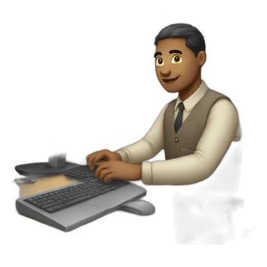 working at pc sticker