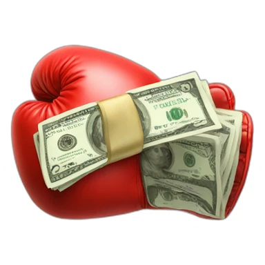 Boxing glove with lots of money sticker