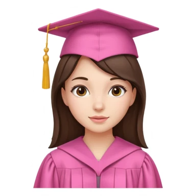 BRunette girl emoji with pink graduation cap sticker