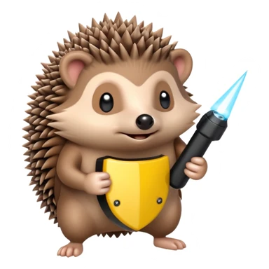 Hedgehog on 4 legs holding a taser sticker