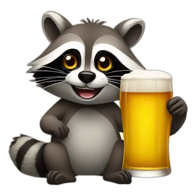 Racoon drinking beer sticker