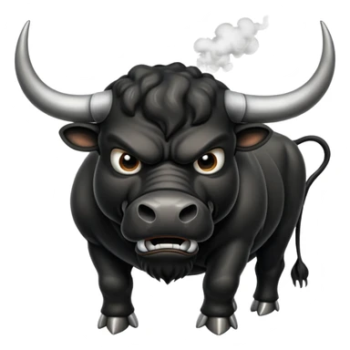 angry black bull with steam from nostrils sticker