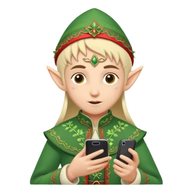 elf with russia custome dress and smartphone sticker