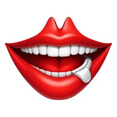 A huge mouth designed with computer graphics, featuring a digital effect sticker