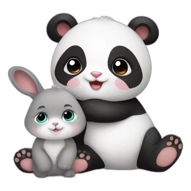 baby panda and baby bunny sticker