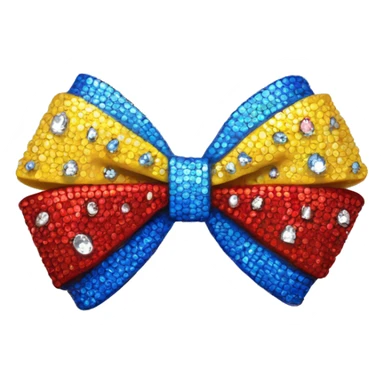 Red blue and yellow bow wirh rhinestones sticker