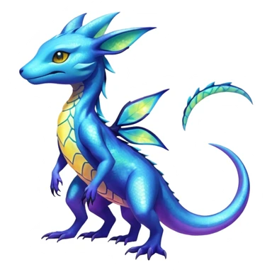 Anthropomorphic Shiny Iridescent Colorful Exotic Salandit-Aurorus-Glaceon-Fakémon-hybrid-creature (full body)  sticker