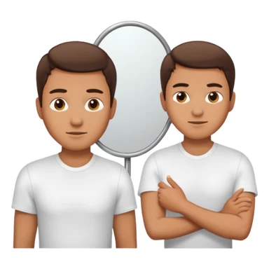 backside of a man 3/4 angle with the opposite view in the mirror sticker