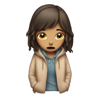 sad cozy girl crying full body  sticker