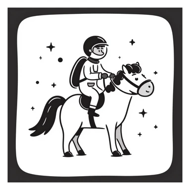 astronaut on horseback with stars in background sticker