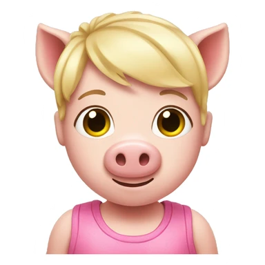 pink pig with blonde hair sticker