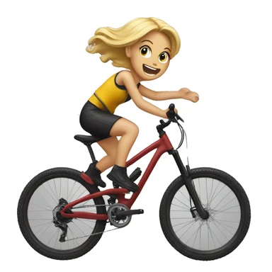 Blonde Female Mountian bike jumping  sticker
