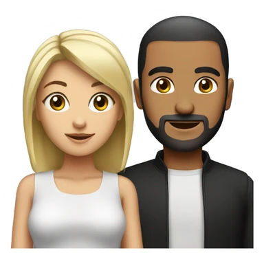 Arab man with black buzz cut hair, and blonde hair girl sticker
