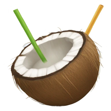 Coconut with straw for coconut water sticker