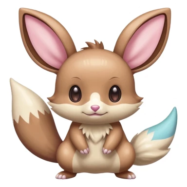 Kawaii Shiny Colorful Pastel Minccino-Furret-Eevee-fusion Full Body sticker