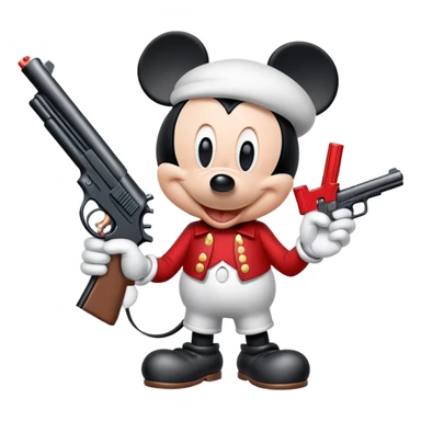 Mickey Mouse with a gun sticker