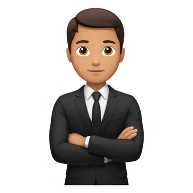 man in a black suit, arms crossed sticker