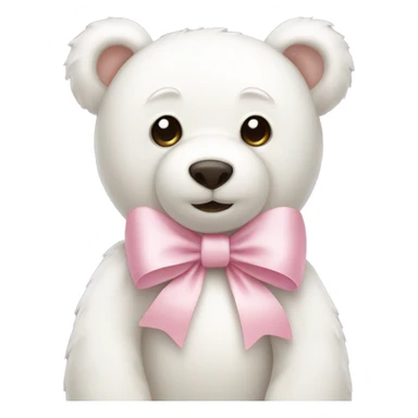 White teddy bear with light pink bow sticker