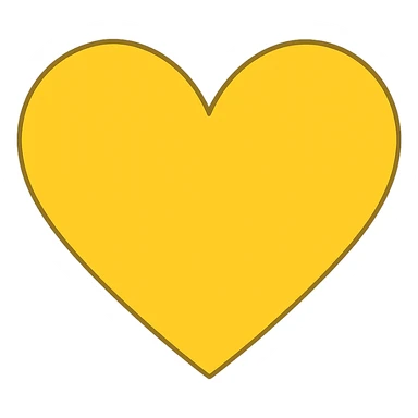 heart with a bright sunflower yellow color, digital illustration, no background sticker