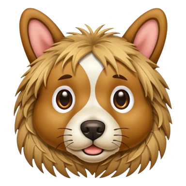 mud and hay stuck on dog face sticker