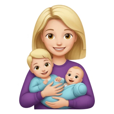 A woman holding a baby sticker