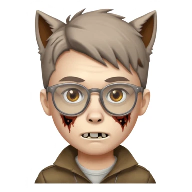 boy zombie with a brown wolf cut and glasses sticker