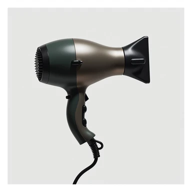 A realistic hair dryer with a cord and a detailed nozzle, photorealistic style. sticker