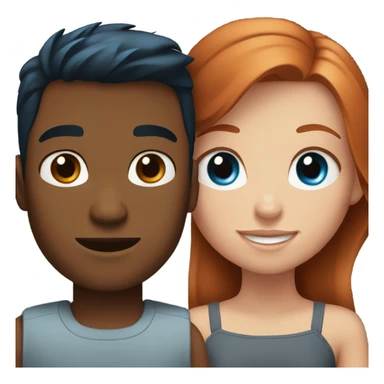 Redhead blue eyed girl and black haired tan male couple sticker