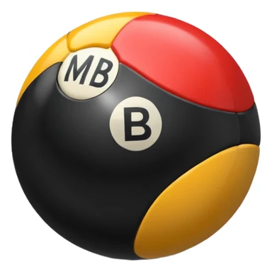 Pool ball back ball with the “MB” written on it. sticker