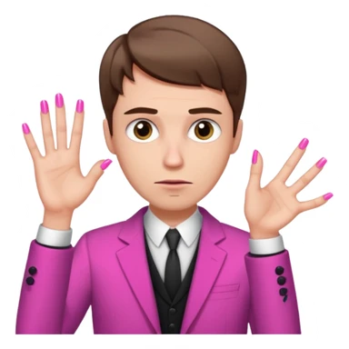 White man with short brown hair, long face, and pink nails looking sassy sticker