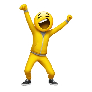 A yellow emoji that’s doing the dab sticker
