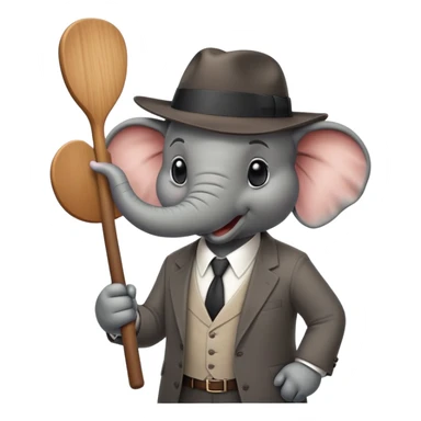 elephant mafia boss with fedora hat holding a paddle sticker