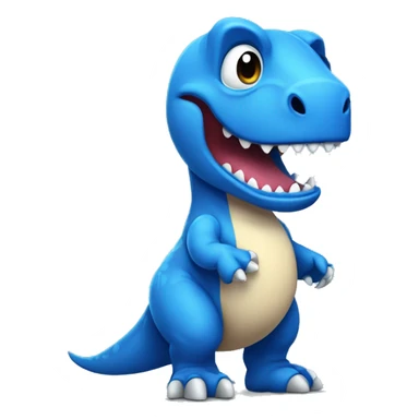 kwaii cute blue t-rex cartoon emoji sticker