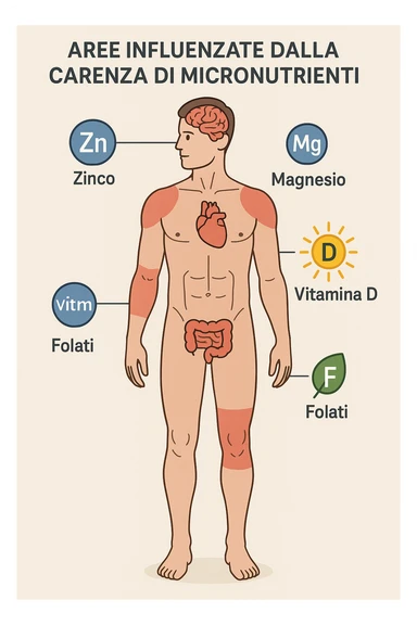 corpo umano in carenza di micronutrienti come zinco, magnesio, vitamina D, folati, in italiano sticker