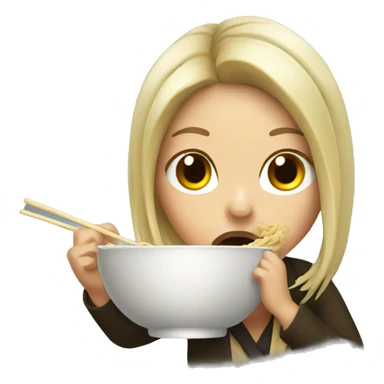 A drunk women eating ramen sticker