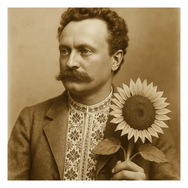 holds a sunflower in his hand sticker