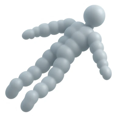 minimalist flying person made entirely of small white convex clouds, matte glass style, no background sticker