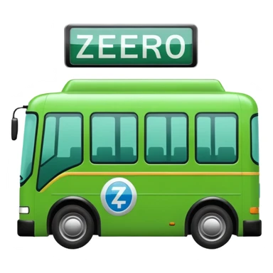 green electric bus with a zero euro bill, no text on the bus sticker