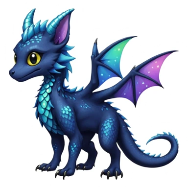 Feral Rare Fantasy Darkg gothic spooky  sparkly shiny Draco-Vernid-Trico-species by LiLaiRa, random markings, tufted tail, tufted ears, full body sticker
