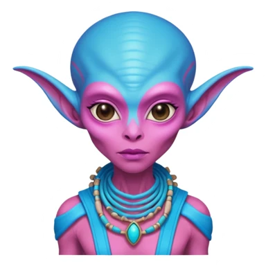 alien living in desert, dressed like a desert alien, pink/blue colorful, accessories, just face  sticker
